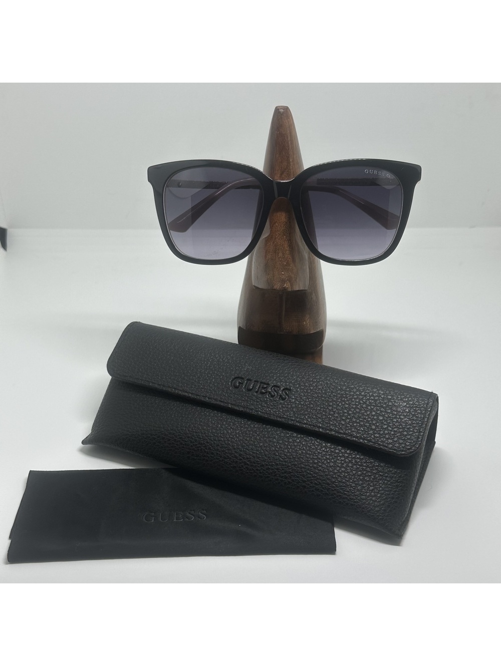 Guess Breast Cancer Two-Tone Black and Pink Sunglasses with Case and Cloth